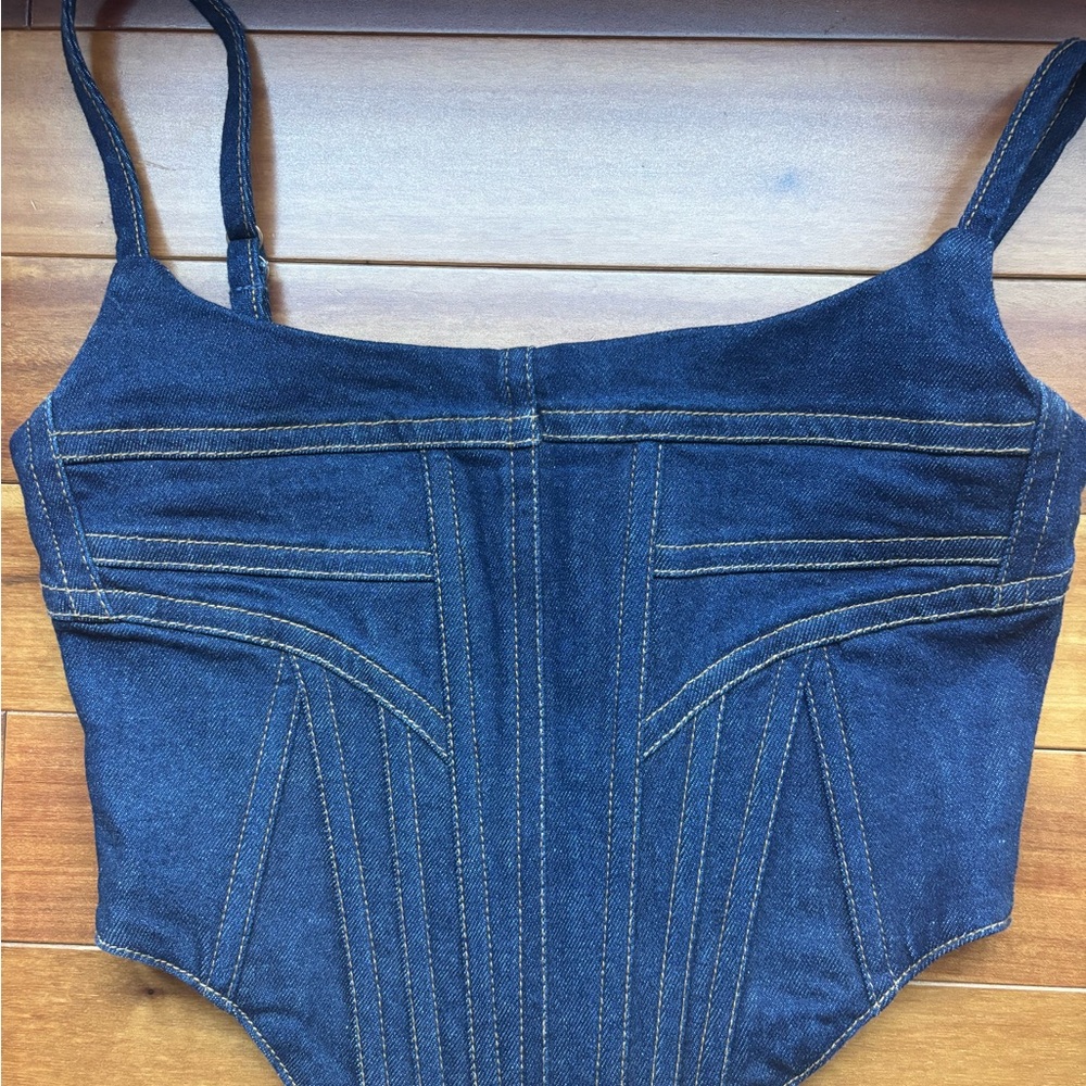 GRLFRND Blue Denim Corset Top